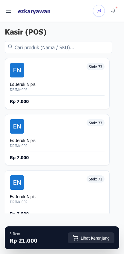Tampilan Dashboard NotaKulo Mobile